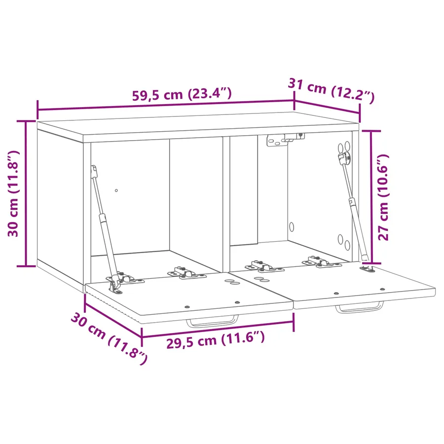 Meuble TV mural Montage mural Blanc brillant 59,5 x 31 x 30 cm - 11