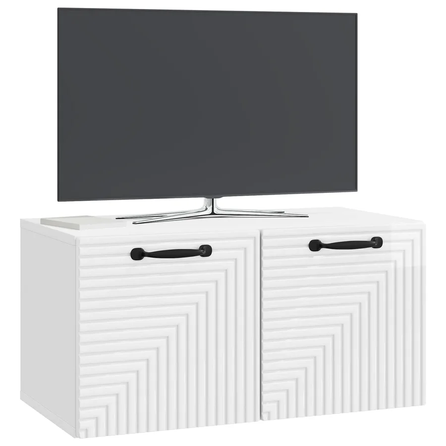 Meuble TV mural Montage mural Blanc brillant 59,5 x 31 x 30 cm - 3
