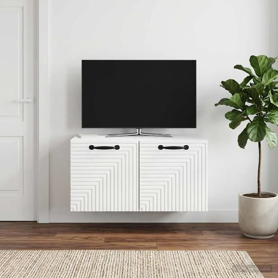 Meuble TV mural Montage mural Blanc brillant 59,5 x 31 x 30 cm - 4