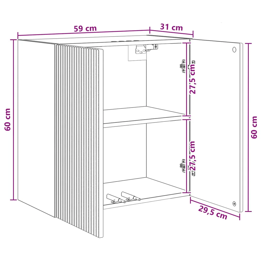 Armoire Murale Noir 59 x 31 x 60 cm Bois d'ingénierie - 8