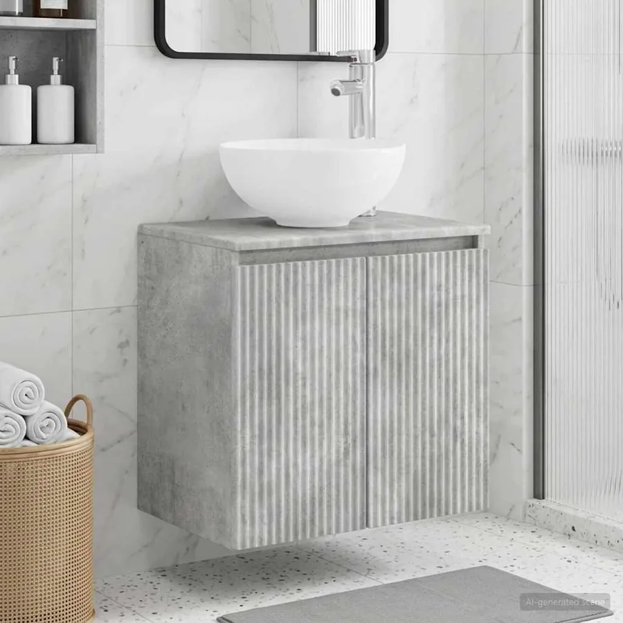 Vanité de lavabo mural Gris béton 49,5 x 35 x 63 cm
