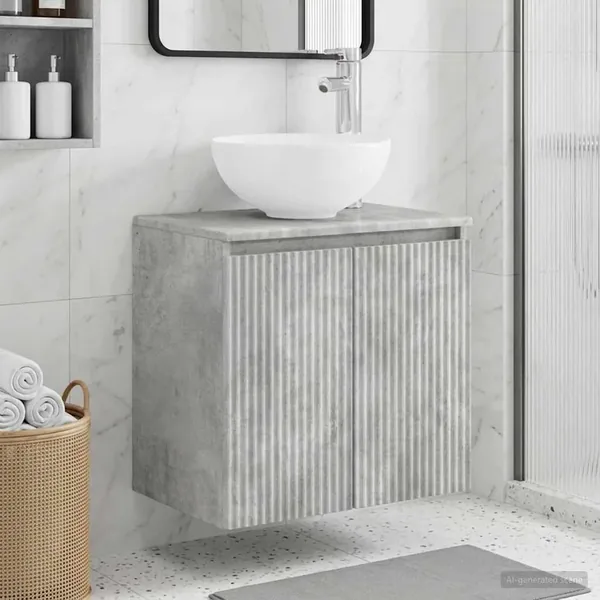 Vanité de lavabo mural Gris béton 49,5 x 35 x 63 cm