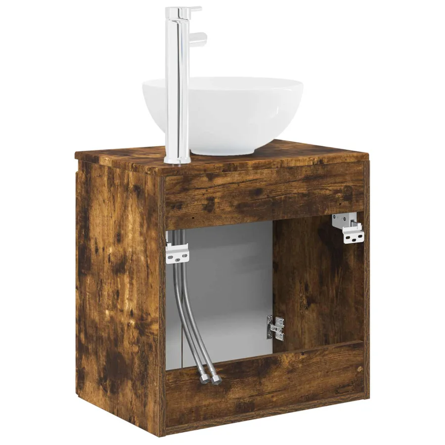 Vanité de lavabo mural Chêne fumé 49,5 x 35 x 63 cm - 5