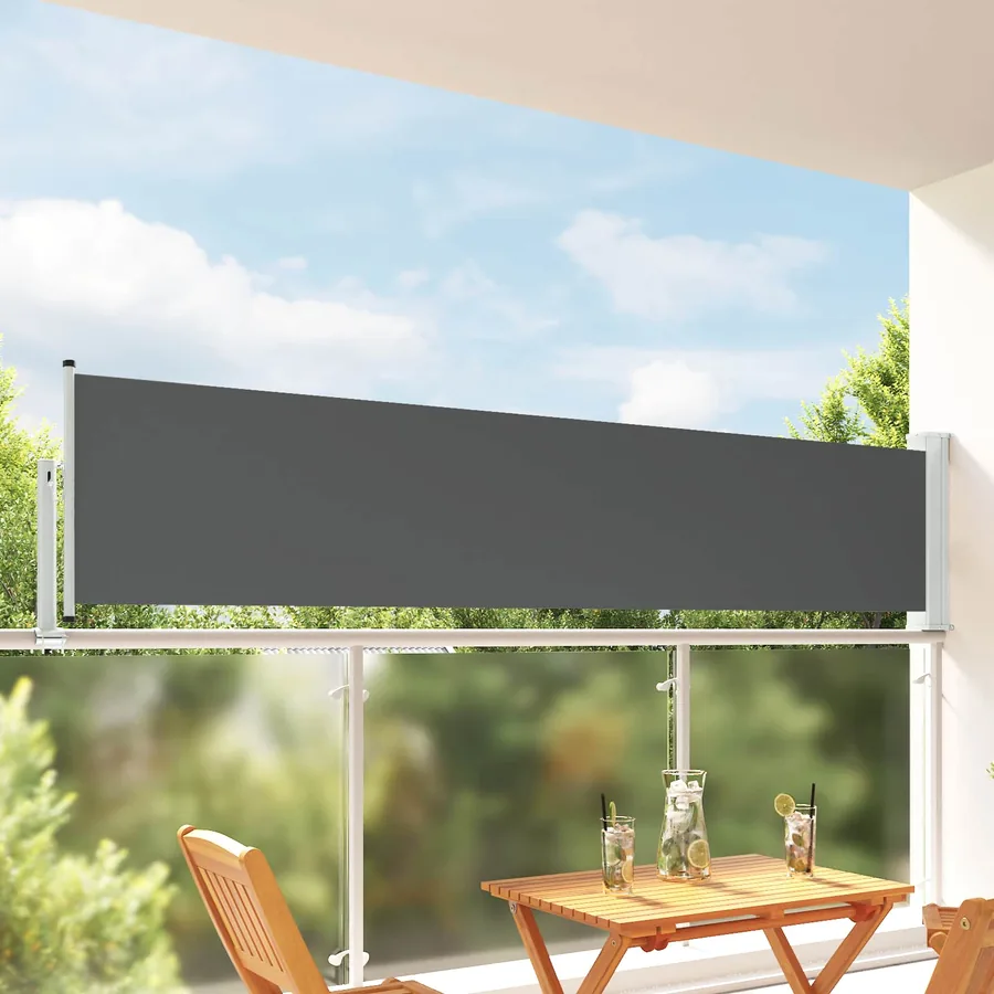 Auvent latéral 100 x 300 cm 100% polyester fer acier