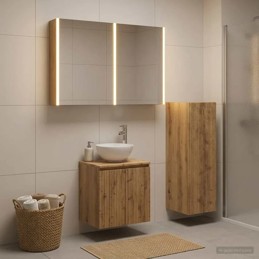 Ensemble de mobilier de salle de bain 4 pc Chêne artisanal