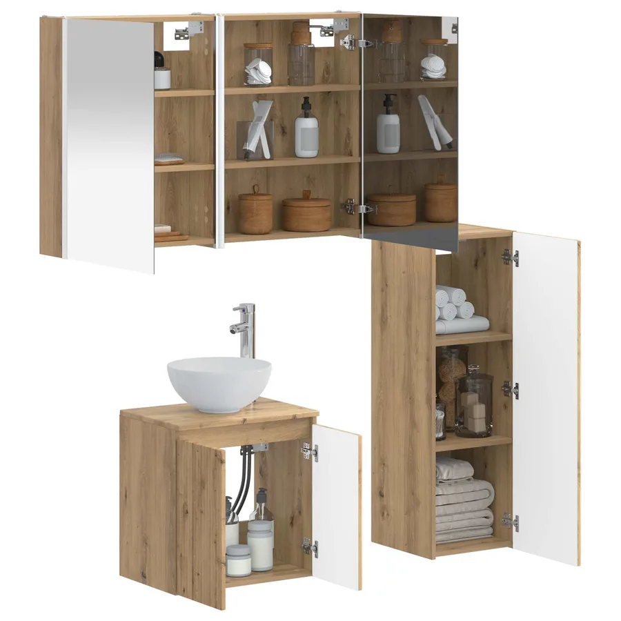 Ensemble de mobilier de salle de bain 4 pc Chêne artisanal - 3