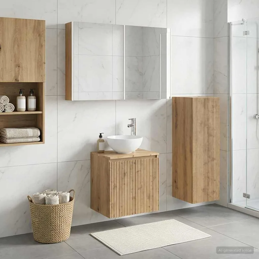 Ensemble de mobilier de salle de bain 4 pc Chêne artisanal - 4