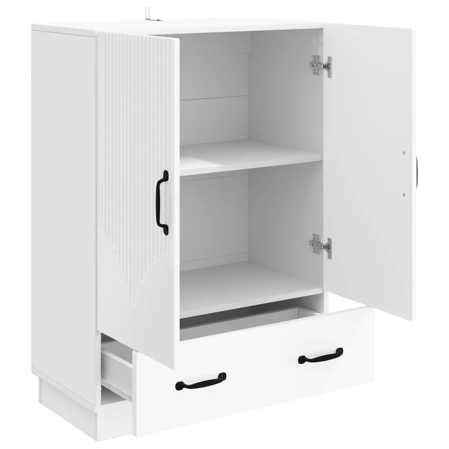 Buffet Blanc brillant 66 x 34,5 x 92 cm Bois d'ingénierie - 4