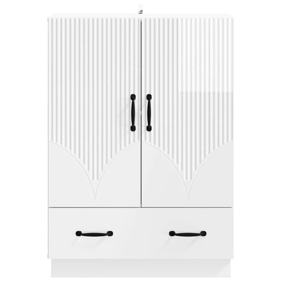 Buffet Blanc brillant 66 x 34,5 x 92 cm Bois d'ingénierie - 5