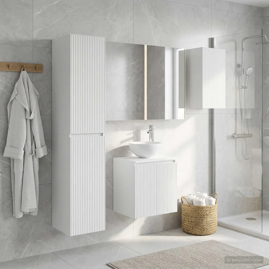Ensemble d'armoire de salle de bain 5 pcs Blanc