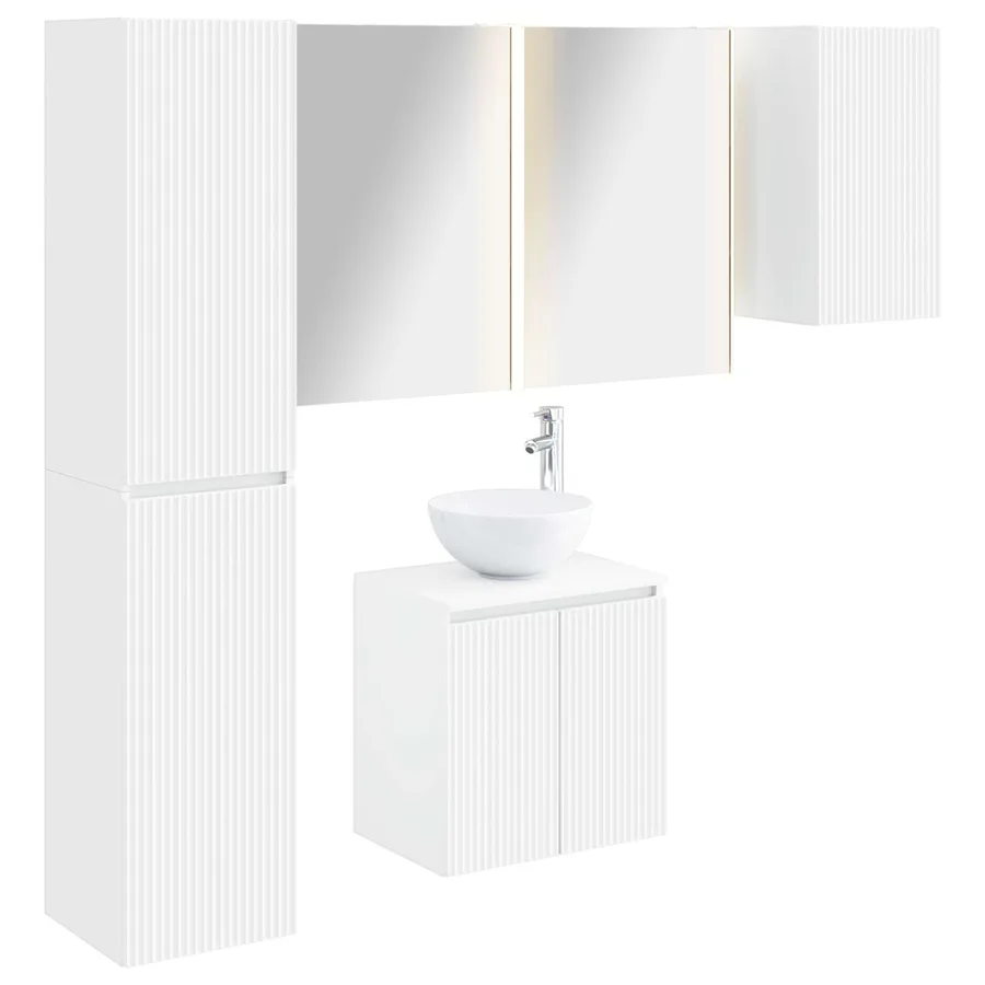 Ensemble d'armoire de salle de bain 5 pcs Blanc - 2
