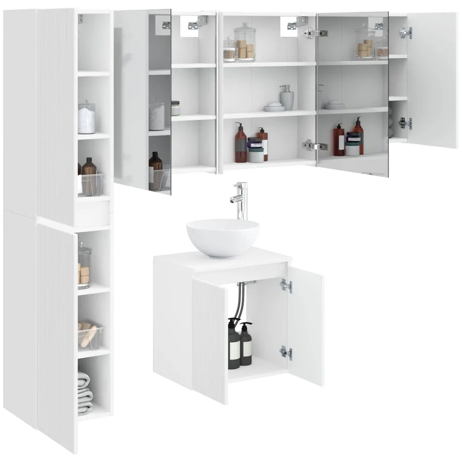 Ensemble d'armoire de salle de bain 5 pcs Blanc - 3
