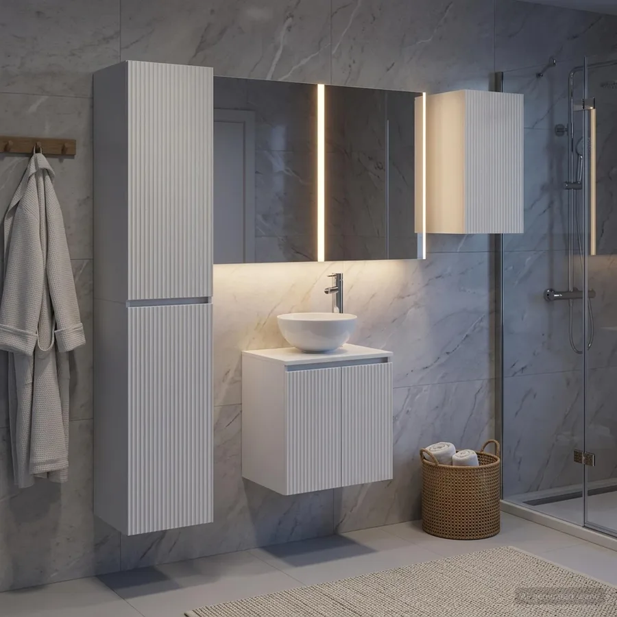 Ensemble d'armoire de salle de bain 5 pcs Blanc - 4