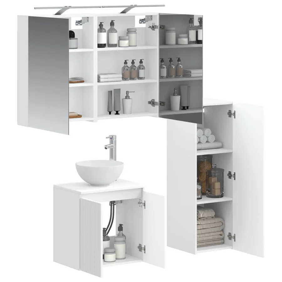 Ensemble de mobilier de salle de bain 4 pcs Blanc - 3