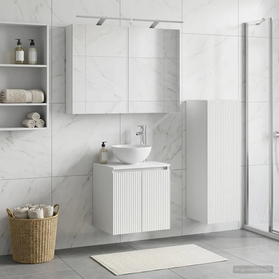 Ensemble de mobilier de salle de bain 4 pcs Blanc - 4