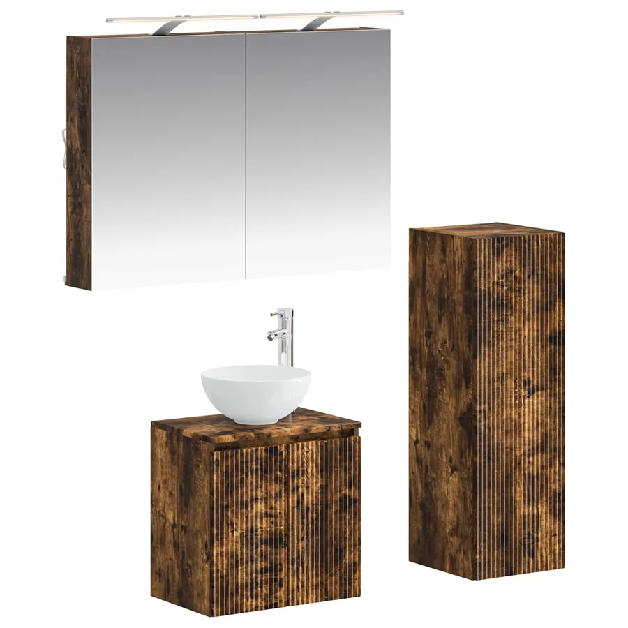 Ensemble de mobilier de salle de bain 4 pcs Chêne fumé - 2