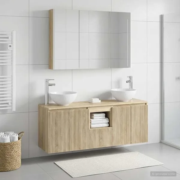 Ensemble d'armoire de salle de bain 4 pcs Chêne Sonoma