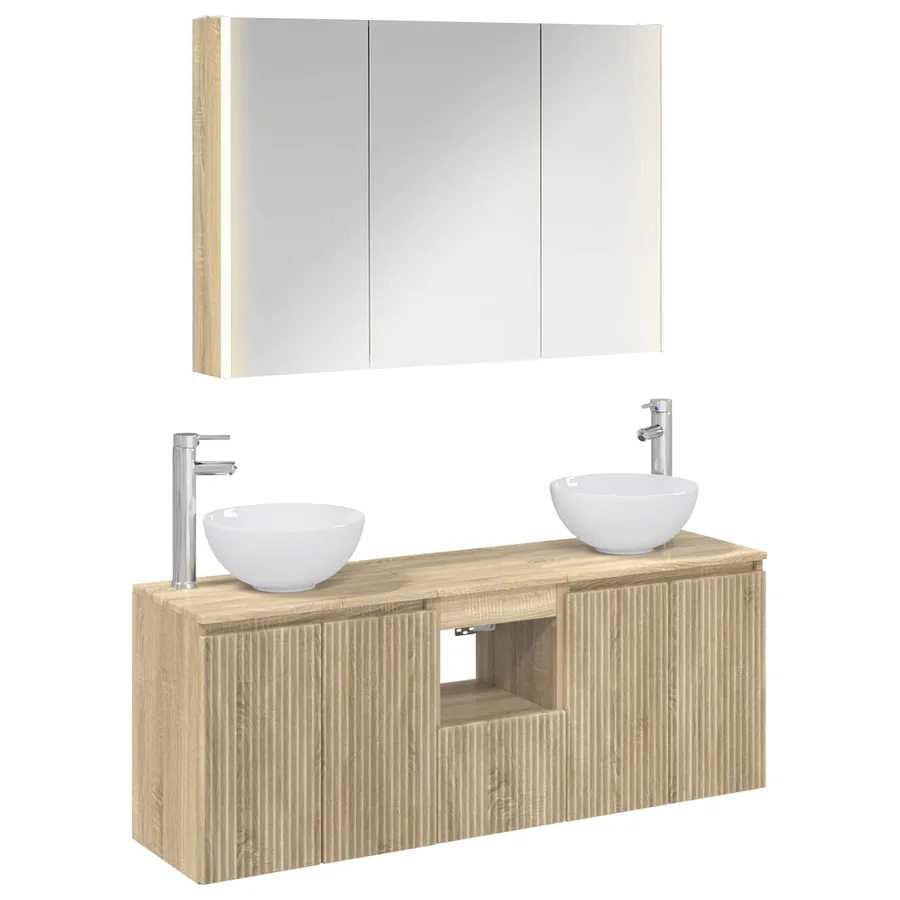 Ensemble d'armoire de salle de bain 4 pcs Chêne Sonoma - 2