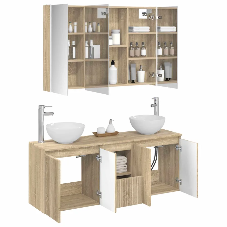 Ensemble d'armoire de salle de bain 4 pcs Chêne Sonoma - 3
