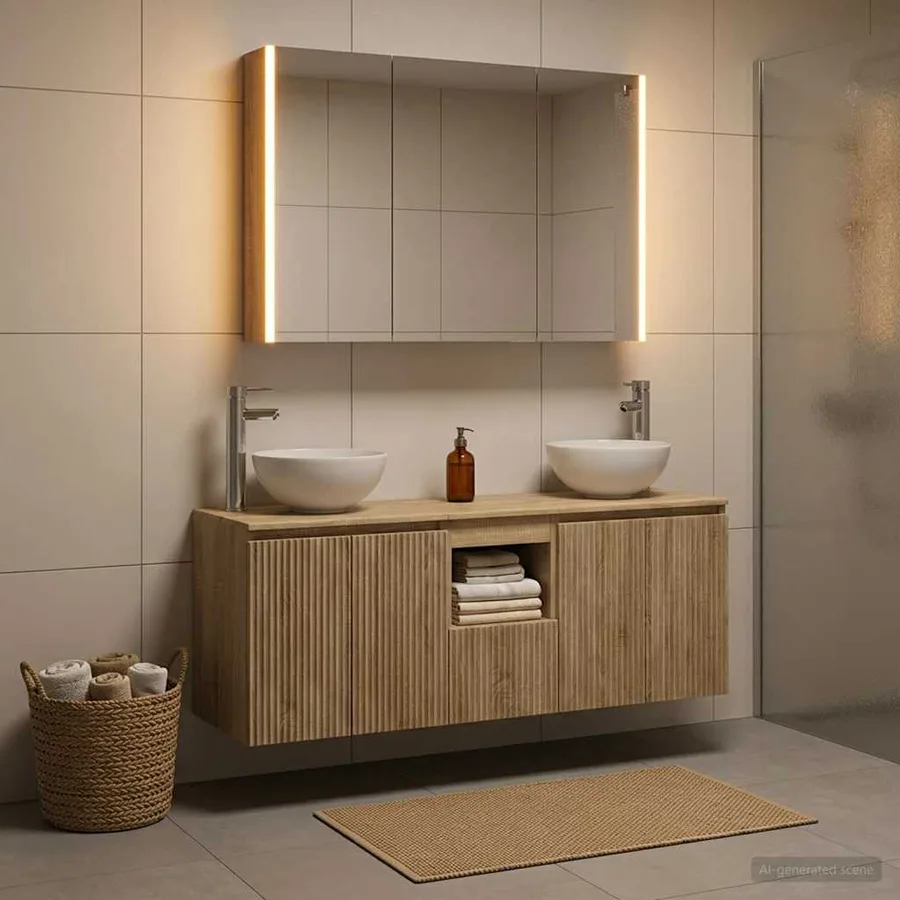 Ensemble d'armoire de salle de bain 4 pcs Chêne Sonoma - 4