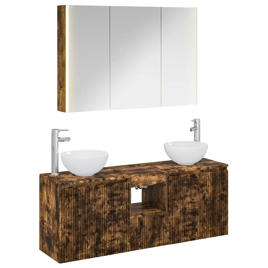 Ensemble d'armoire de salle de bain 4 pcs Chêne fumé - 2