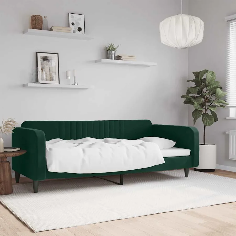 Lit de repos sans matelas vert foncé 90x200 cm velours