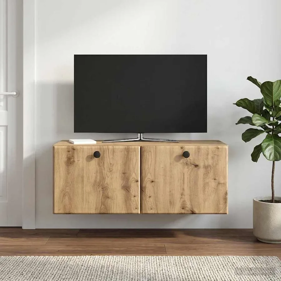 Meuble TV mural 78,5 x 31 x 30 cm Chêne artisanal