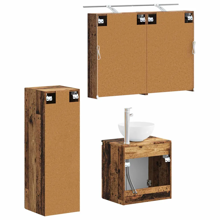 Ensemble de mobilier de salle de bain 4 pcs Bois ancien - 5