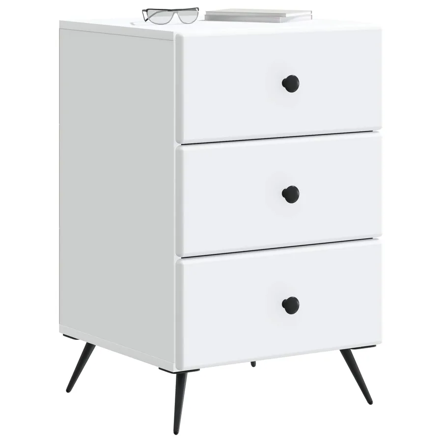Cabinet de chevet Blanc 43 x 41 x 66,5 cm Bois d'ingénierie - 3