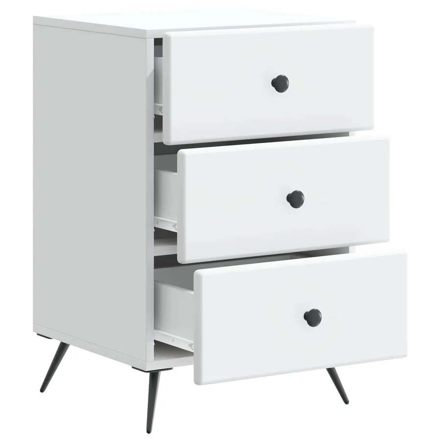 Cabinet de chevet Blanc 43 x 41 x 66,5 cm Bois d'ingénierie - 4