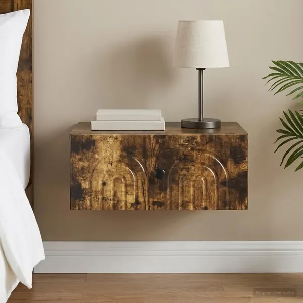 Cabinet de chevet mural Chêne fumé 49 x 34,5 x 20 cm