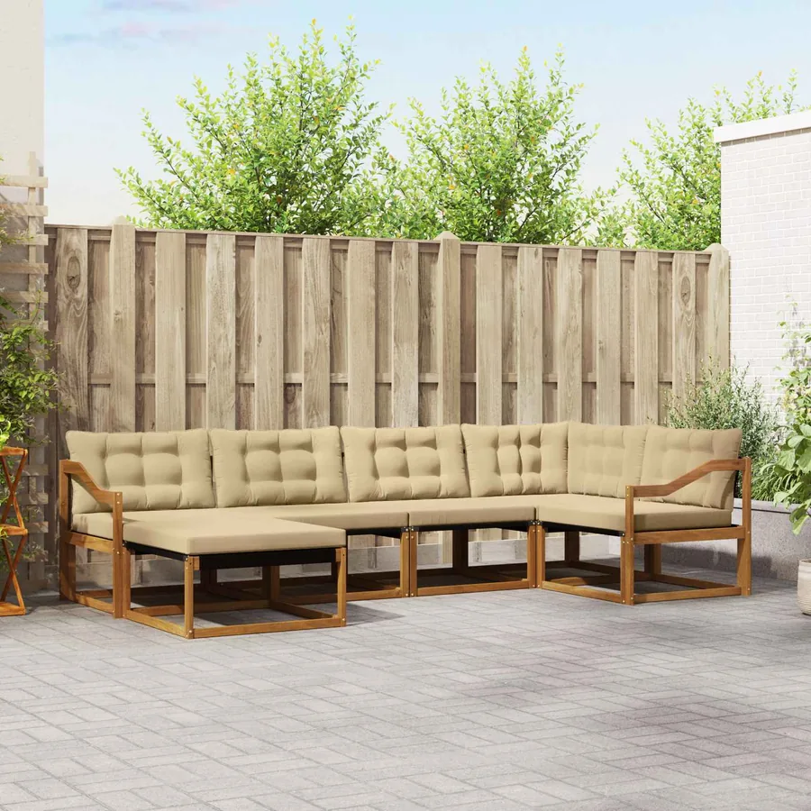 Ensemble de canapés d'extérieur 6 pcs Naturel et Beige