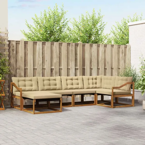 Ensemble de canapés d'extérieur 6 pcs Naturel et Beige