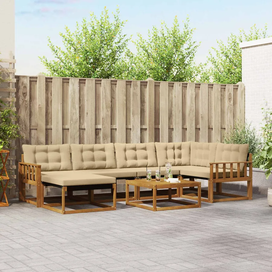 Ensemble de canapés d'extérieur 19 pcs Naturel et Beige