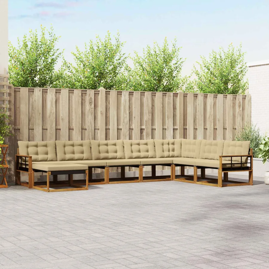 Ensemble de canapés d'extérieur 8 pcs Naturel et Beige