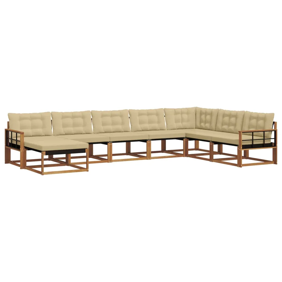 Ensemble de canapés d'extérieur 8 pcs Naturel et Beige - 2
