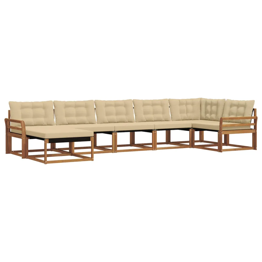 Ensemble de canapés d'extérieur 7 pcs Naturel et Beige - 2