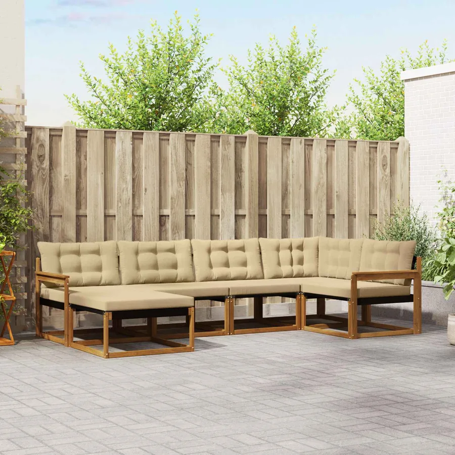 Ensemble de canapés d'extérieur 6 pcs Naturel et Beige