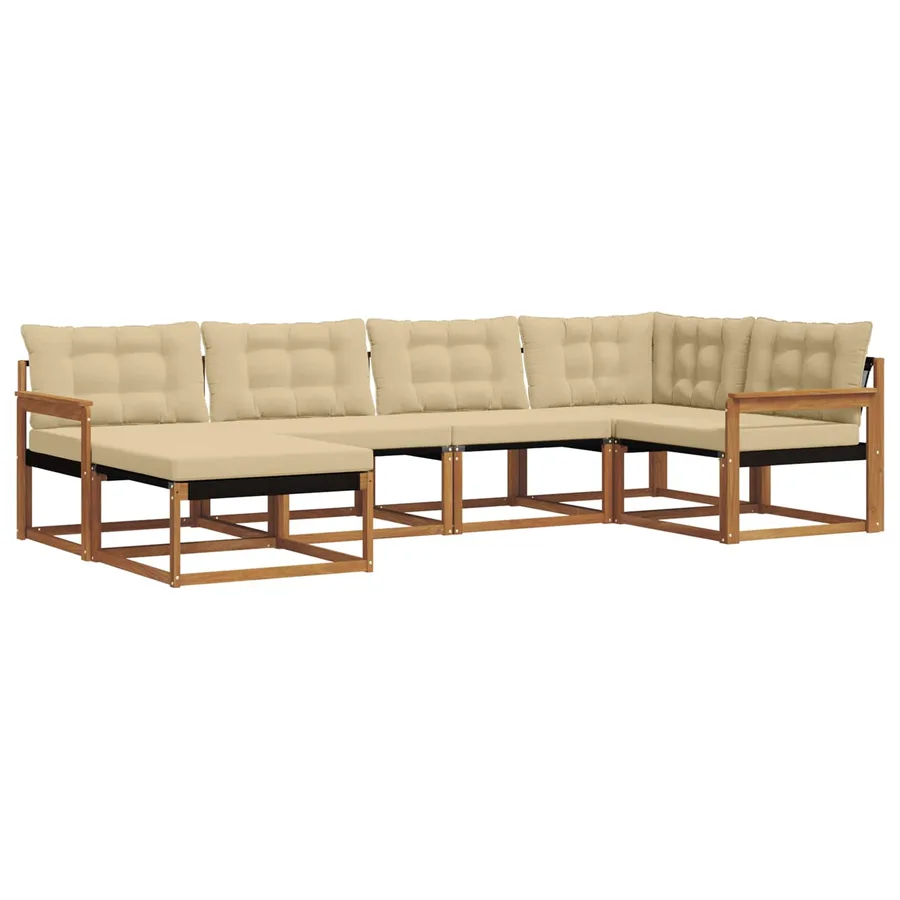 Ensemble de canapés d'extérieur 6 pcs Naturel et Beige - 2