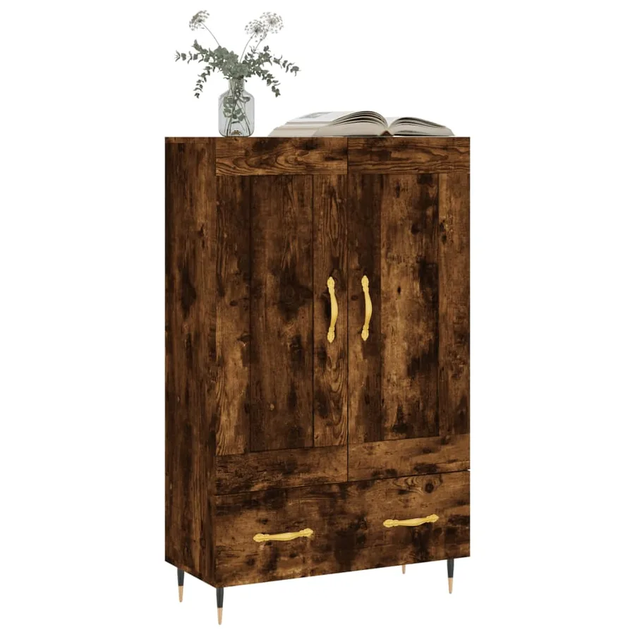 Buffet haut chêne fumé 69,5x31x115 cm bois d'ingénierie - 3