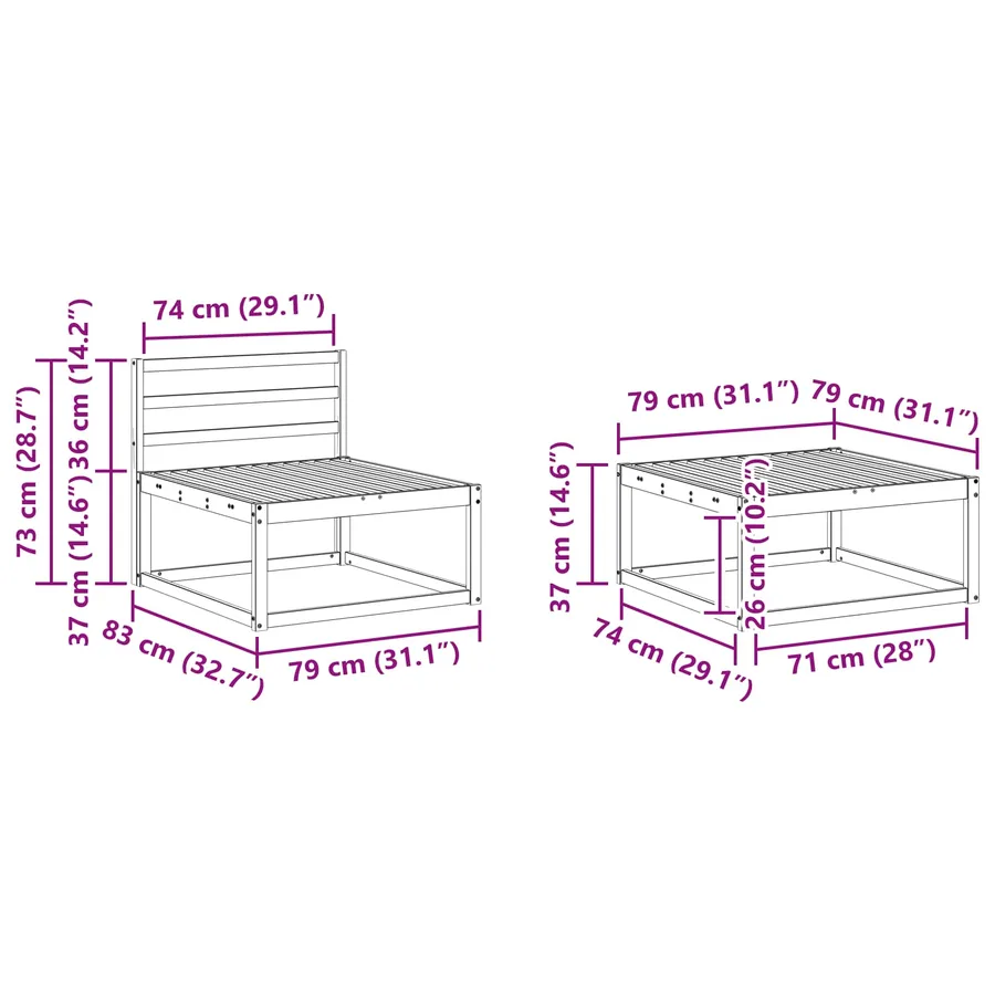 Ensemble de canapés d'extérieur 6 pcs Naturel - 11