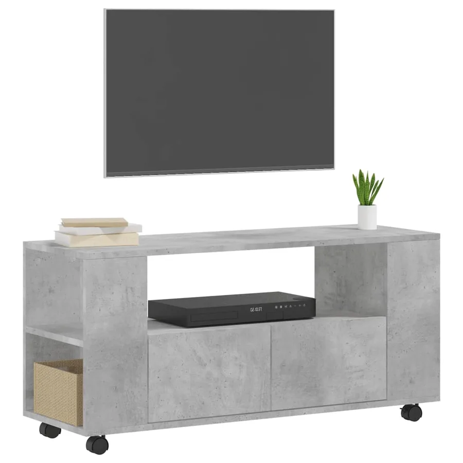 Meuble TV gris béton 102x34,5x43 cm bois d'ingénierie - 3