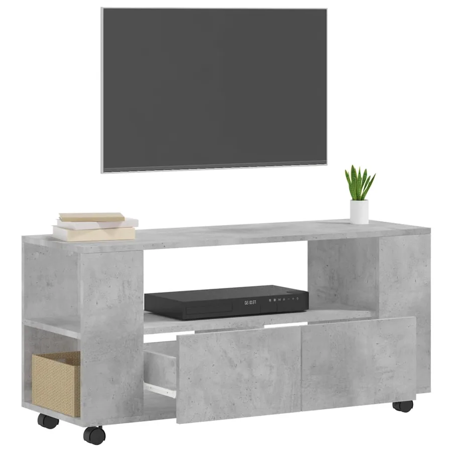 Meuble TV gris béton 102x34,5x43 cm bois d'ingénierie - 4