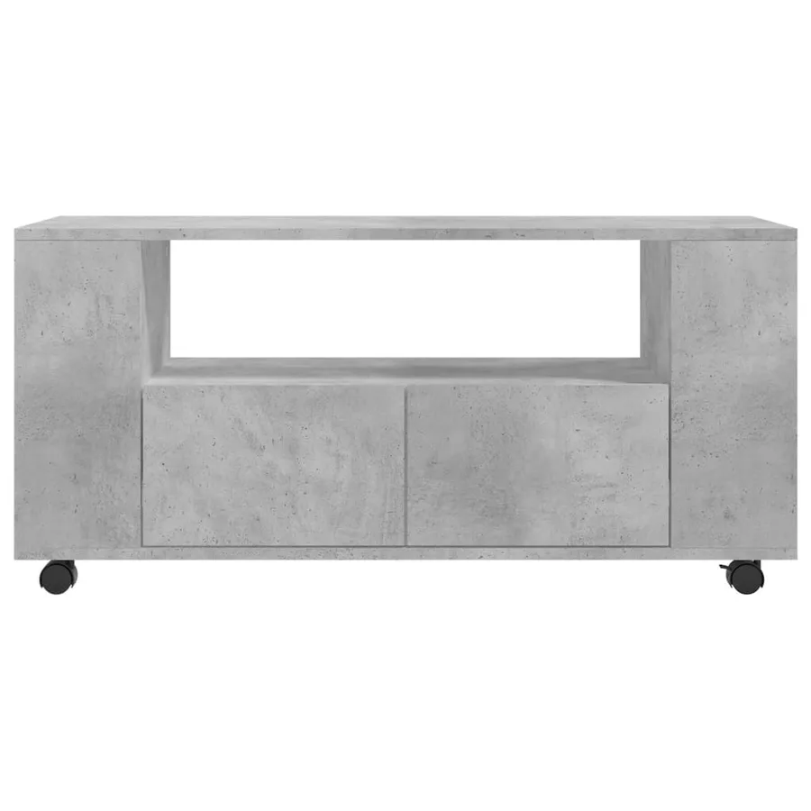 Meuble TV gris béton 102x34,5x43 cm bois d'ingénierie - 6