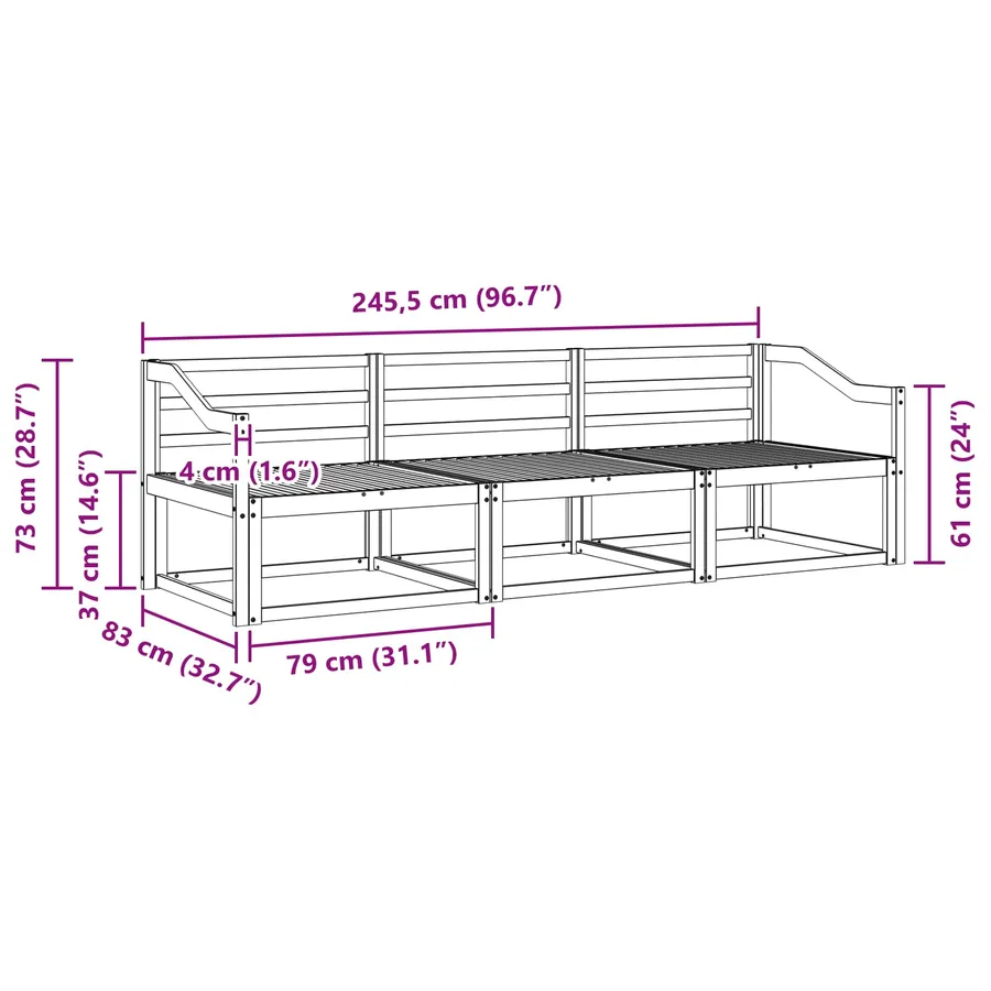Ensemble de canapés d'extérieur 3 pcs Naturel - 6