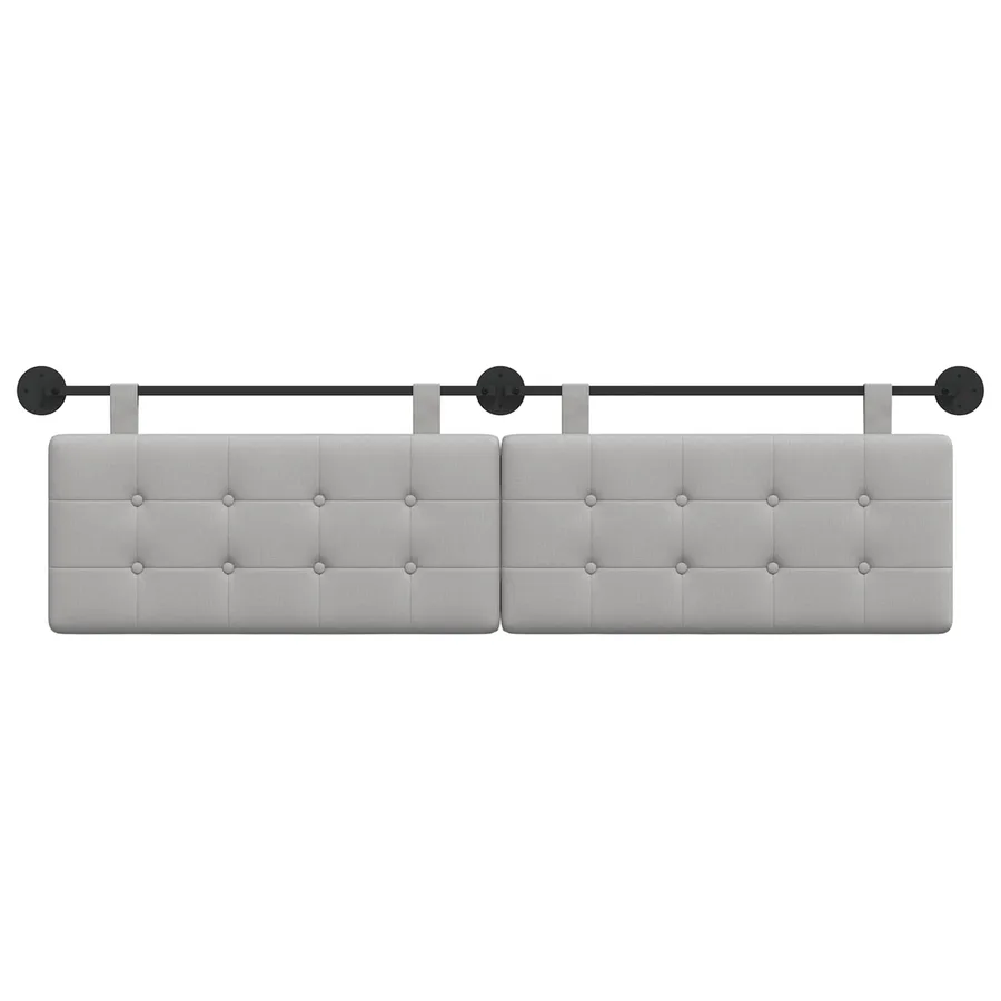 Tête de lit suspendue Gris nuage tissu - 5