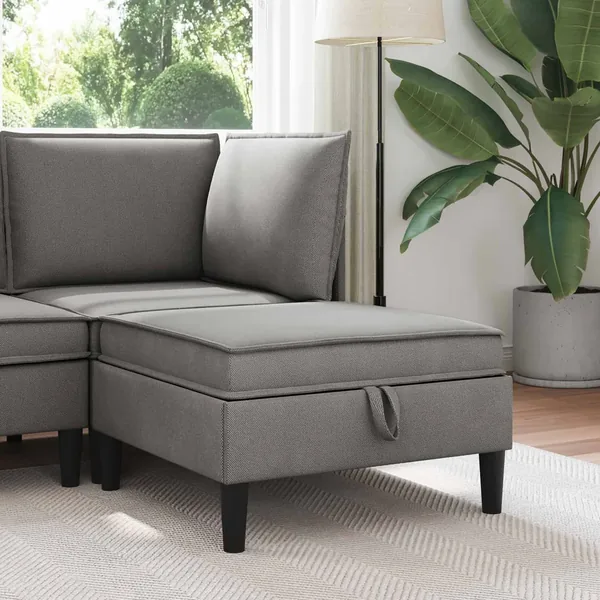 Pouf avec Rangement Gris foncé Velours