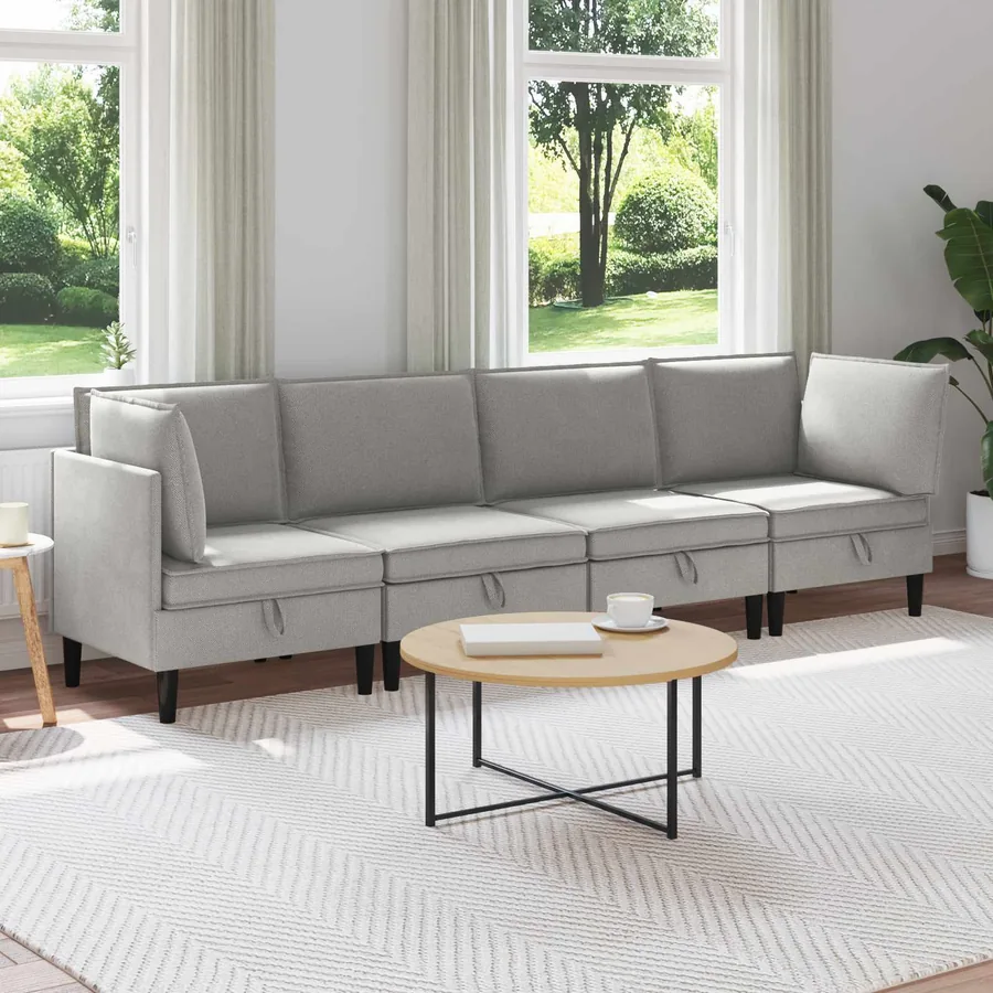Ensemble de meubles pour le salon 4 pcs Gris clair Tissu