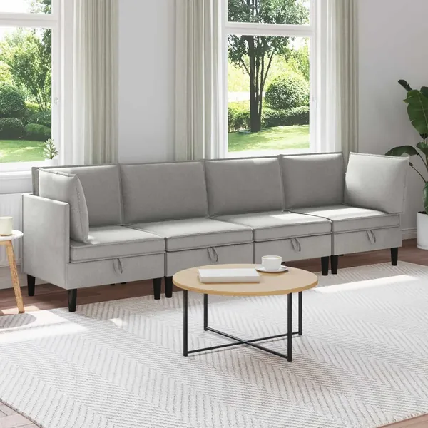 Ensemble de meubles pour le salon 4 pcs Gris clair Tissu