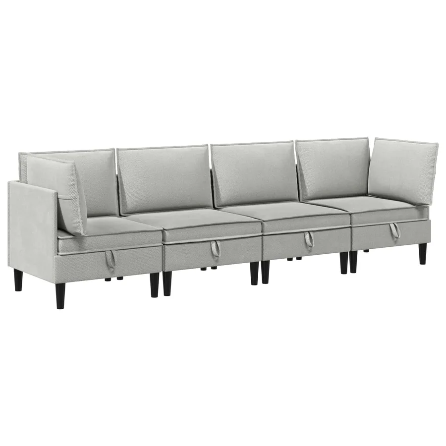 Ensemble de meubles pour le salon 4 pcs Gris clair Tissu - 2